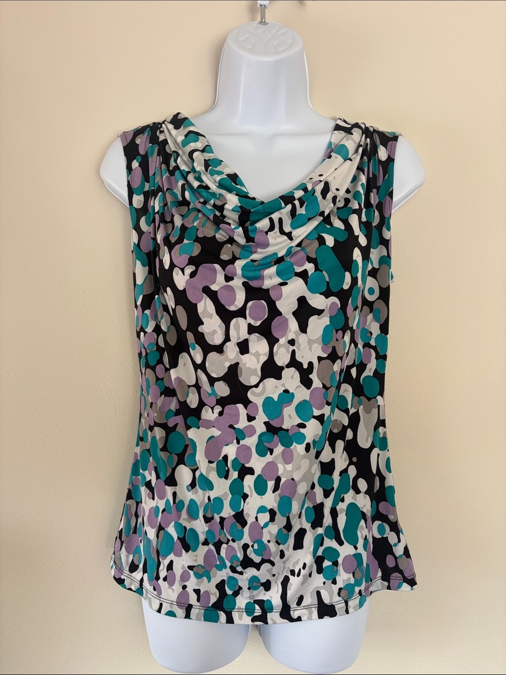 Worthington Sleeveless Cowl Neck Camisole - Teal, Lavender & Black